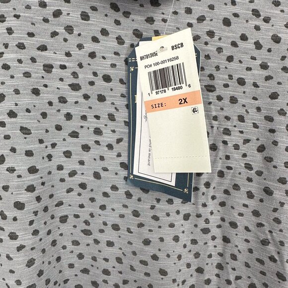 Democracy Blouse Gray Mock Turtle Neck Gray with‎ Black dots size 2X NWT - Picture 5 of 6